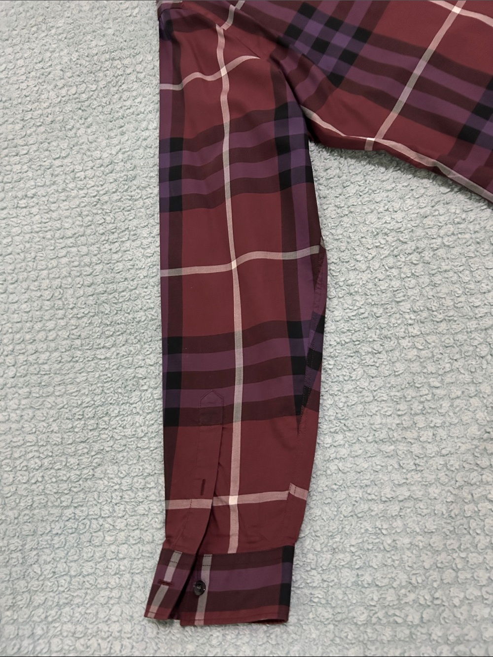Burberry Burgundy and Black Plaid Button-Down Shirt - Picture 8 of 12